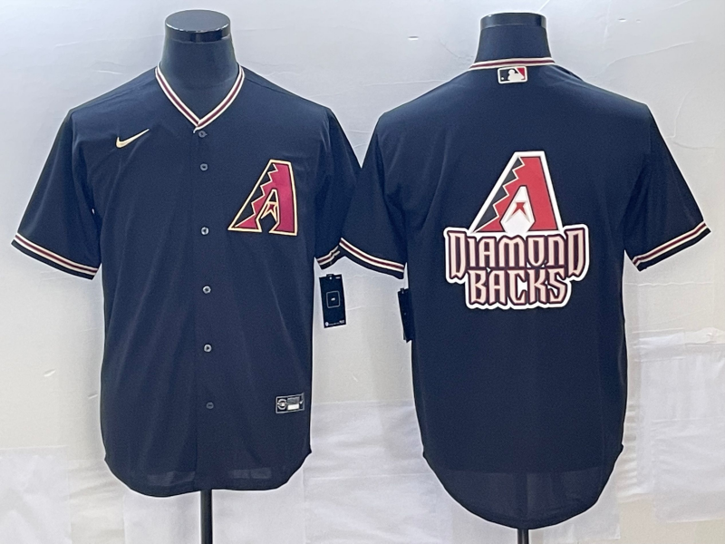 Men's Arizona Diamondbacks Black Team Big Logo Cool Base Stitched Baseball Jersey Men's Arizona Diamondbacks Black Team Big Logo Cool Base Stitched Baseball Jersey